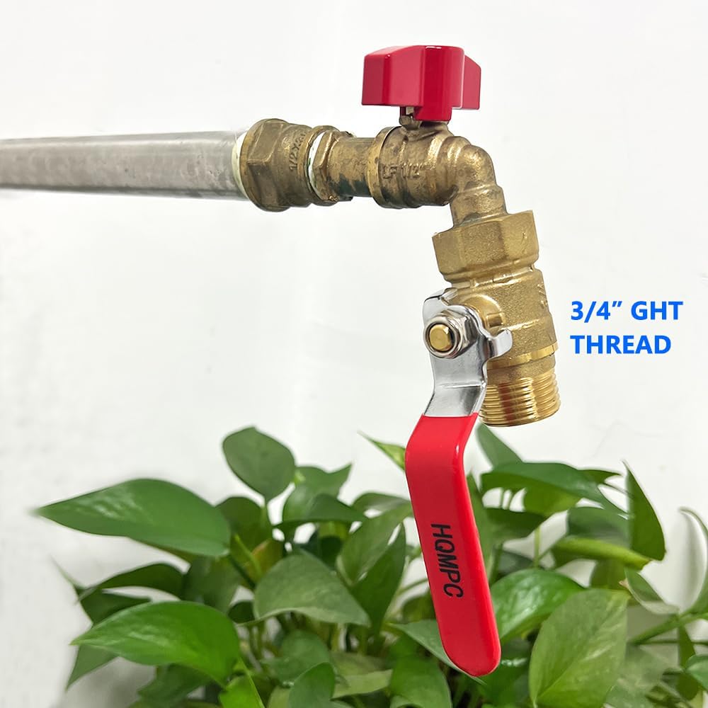 HQMPC Garden Hose Shut Off Valve Ball Valve 3/4" GHT Water Hose Shut Turn Off Valve Heavy Duty Hose On Off Valve Brass Shut Off Valve