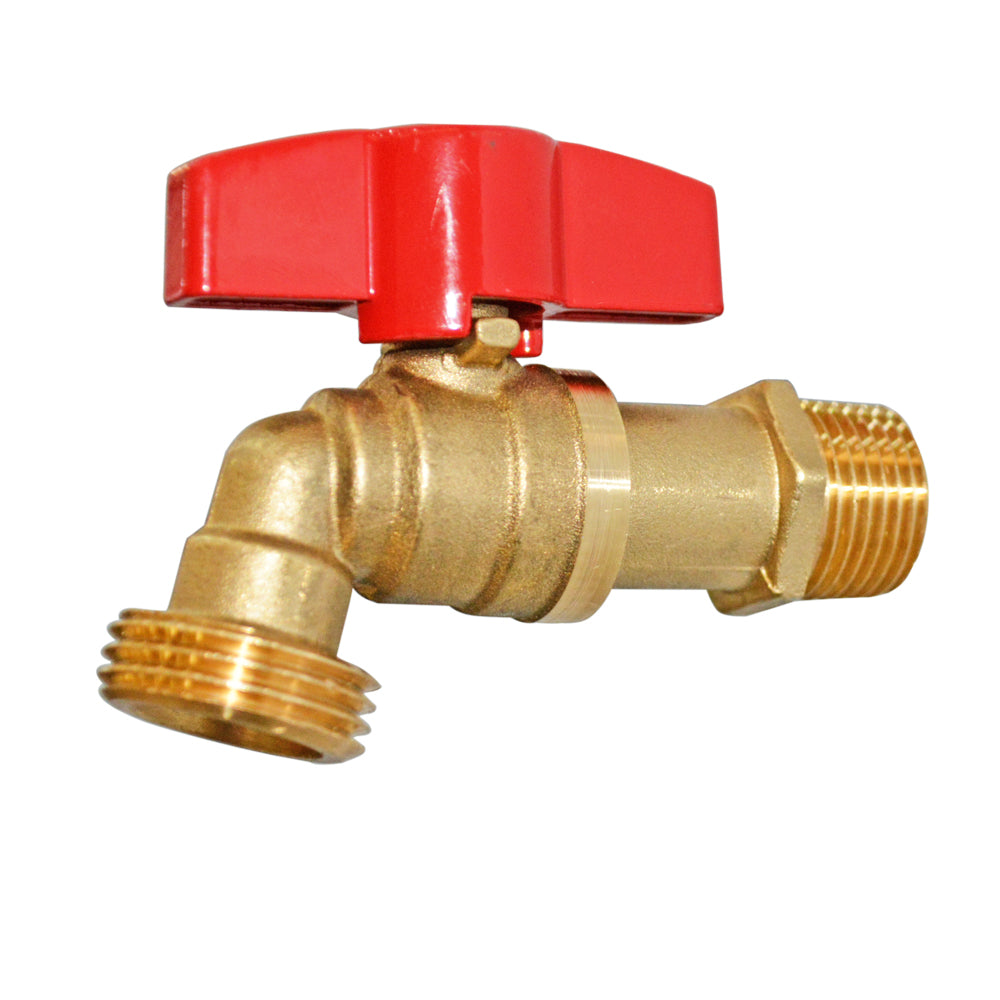 HQMPC Outdoor Spigot Garden Hose Connect faucet Shut Off Valve No Lead Brass Stop Valve 1/2" MNPT Connect 3/4" GHT Outlet