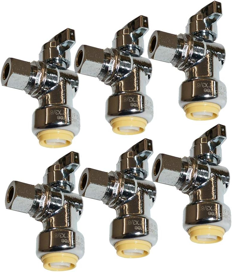 HQMPC Push Fit Angle Stop Valve 1/2" Push-fit x 3/8" OD Compression Brass Angle Stop Valve Shut Off Valve Angel Stop Valve Compression And Pex Connect No Pb