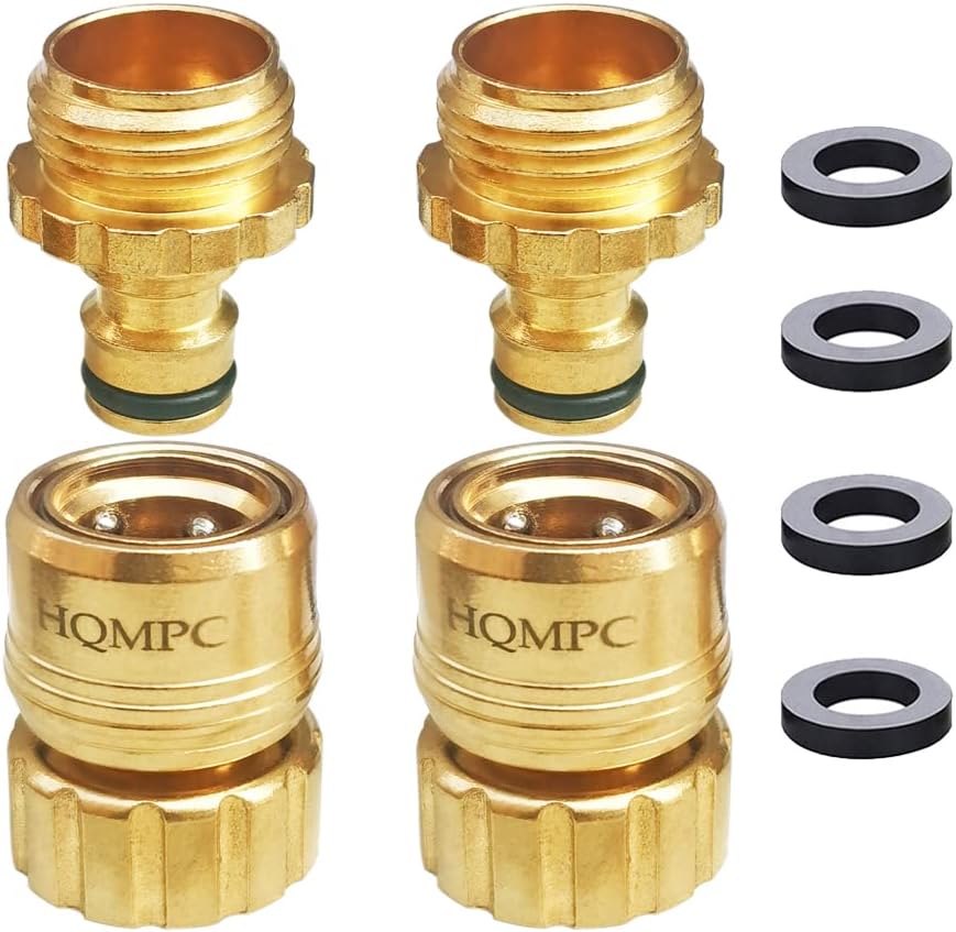 HQMPC No Pb Brass Garden Hose Quick Connect Water Hose Connectors 3/4" GHT