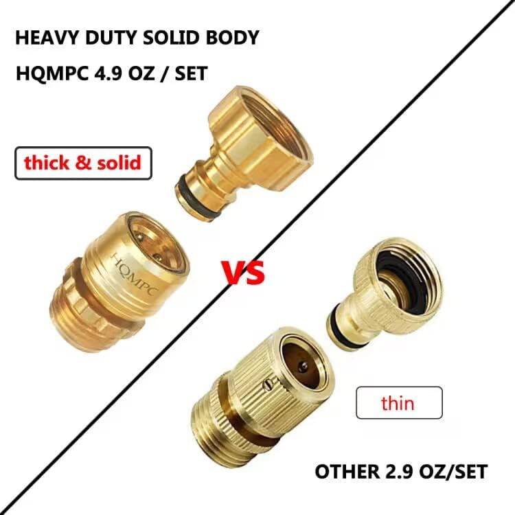 HQMPC Garden Hose Quick Connect No Pb Solid Brass Quick Connector Garden Hose Fitting 3/4 inch GHT