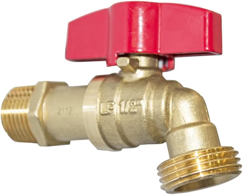 HQMPC Outdoor Spigot Garden Hose Connect faucet Shut Off Valve No Lead Brass Stop Valve 1/2" MNPT Connect 3/4" GHT Outlet