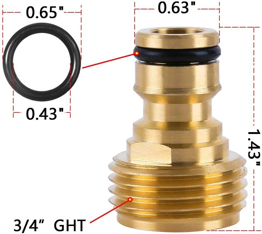 HQMPC Garden Hose Quick Connector 3/4 inch Male GHT Brass Nipple Easy Connect Fitting Male Only