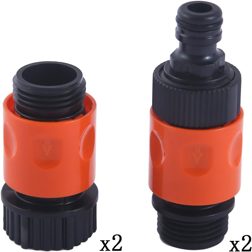 HQMPC 10 Pieces Plastic Garden Hose Connector Garden Quick Connectors 3/4"GHT Female And Male Couplers 3/4" Female Males Male Nipples 2sets(10PCS CONNECTORS)