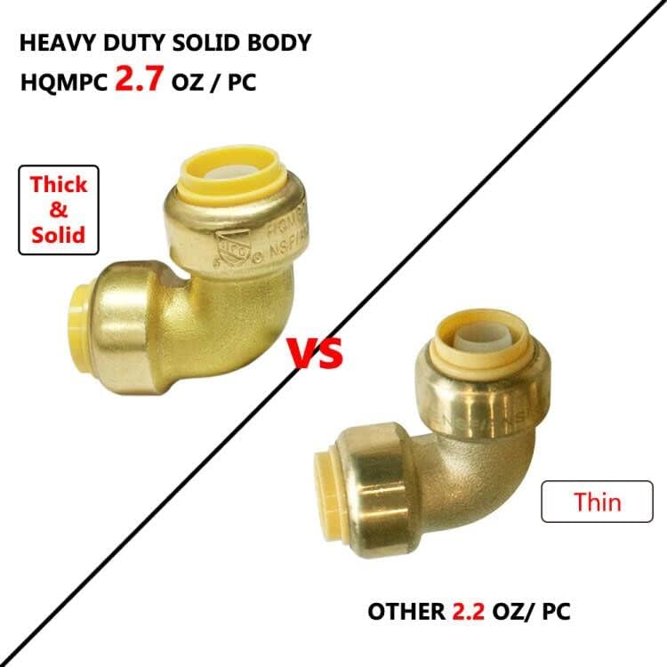 HQMPC Pex Fitting 1/2" Pex Elbow PushFit Elbow 90-Degree -PEX Fitting 1/2" 90 Degree Elbow Push-to-Connect Plumbing Fitting for Copper, PEX, CPVC (6pcs 1/2")