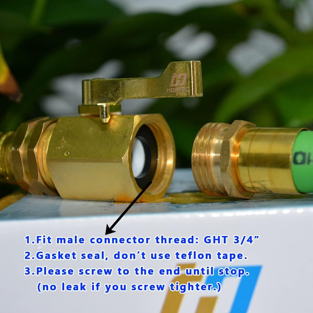 HQMPC Super Heavy Duty 3/4" Brass Shut Off Valve Garden Hose Connector Garden Hose Shut Off Valve
