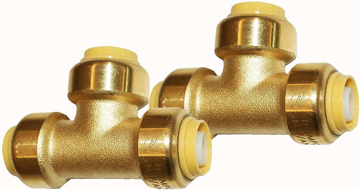 Pex Fittings Tee Push Fit Plumbing Tee 1/2 inch, Push-to-Connect Plumbing Fittings Brass Pipe Connector T Fittings for Copper PEX CPVC No Pb ( 1/2 Inch(1/2")