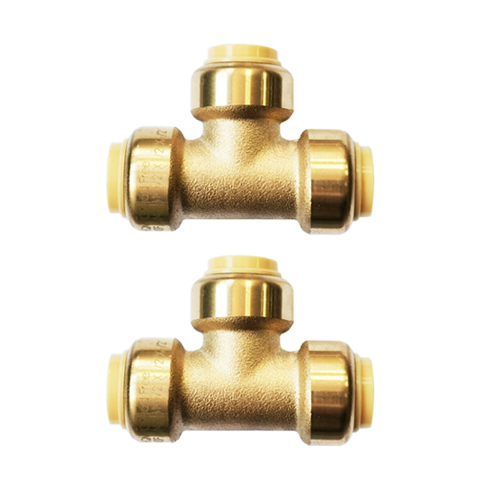 Pex Fittings Tee Push Fit Plumbing Tee 1/2 inch, Push-to-Connect Plumbing Fittings Brass Pipe Connector T Fittings for Copper PEX CPVC No Pb ( 1/2 Inch(1/2")