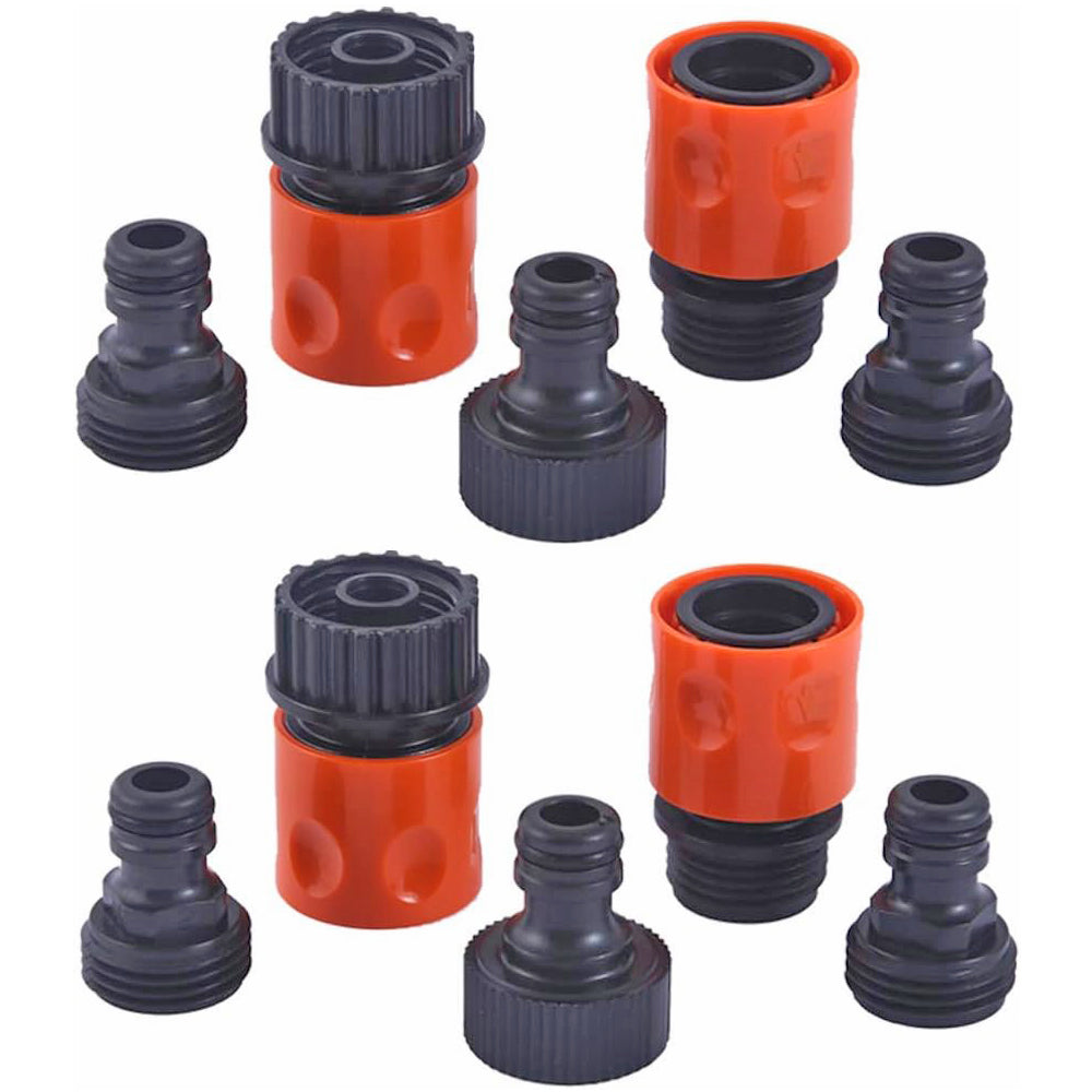 HQMPC 10 Pieces Plastic Garden Hose Connector Garden Quick Connectors 3/4"GHT Female And Male Couplers 3/4" Female Males Male Nipples 2sets(10PCS CONNECTORS)
