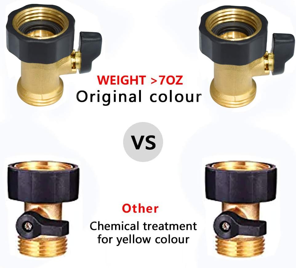 HQMPC Heavy Duty Garden Hose Brass Shut Off Valve Garden Hose Connector (2PCS) +4 Extra Pressure Washers