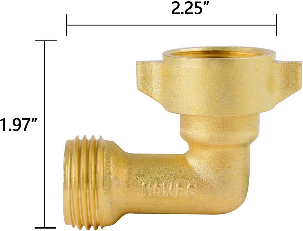 Garden Hose Connector 90 Degree Brass Garden Hose Elbow Solid Brass Adapter + Extra Pressure Washers