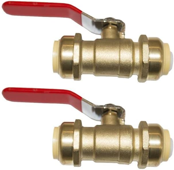 HQMPC Push-Fit Full Port Ball Valve Pex Push Ball Valve Water Shut Off Valve Plubing Pex Push In Ball Valve Push-to-Connect, PEX, Copper, CPVC, 1/2"