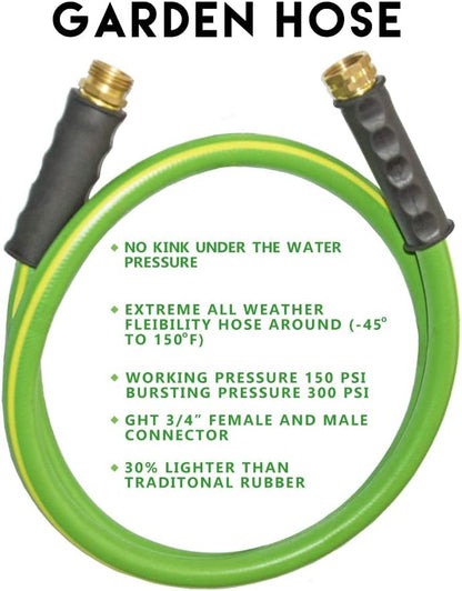 HQMPC Garden Hose Durable PVC Non Kinking Heavy Water Hose with Brass Hose Fittings