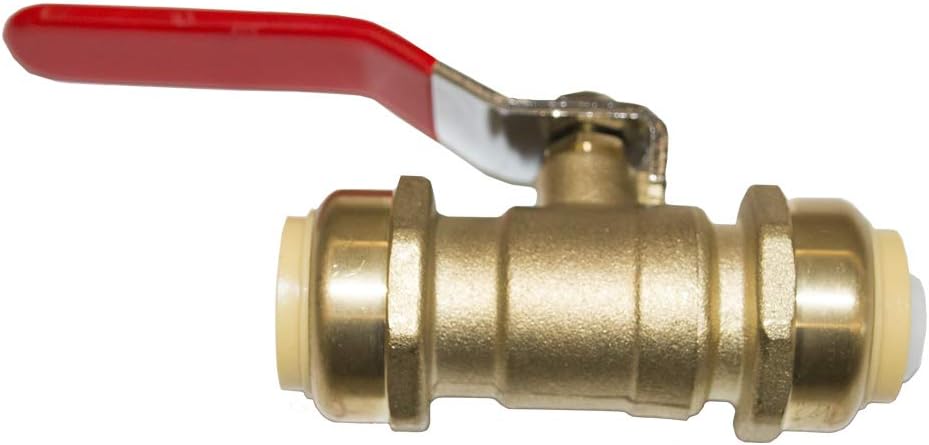 HQMPC Push-Fit Full Port Ball Valve Pex Push Ball Valve Water Shut Off Valve Plubing Pex Push In Ball Valve Push-to-Connect, PEX, Copper, CPVC, 3/4"x3/4"