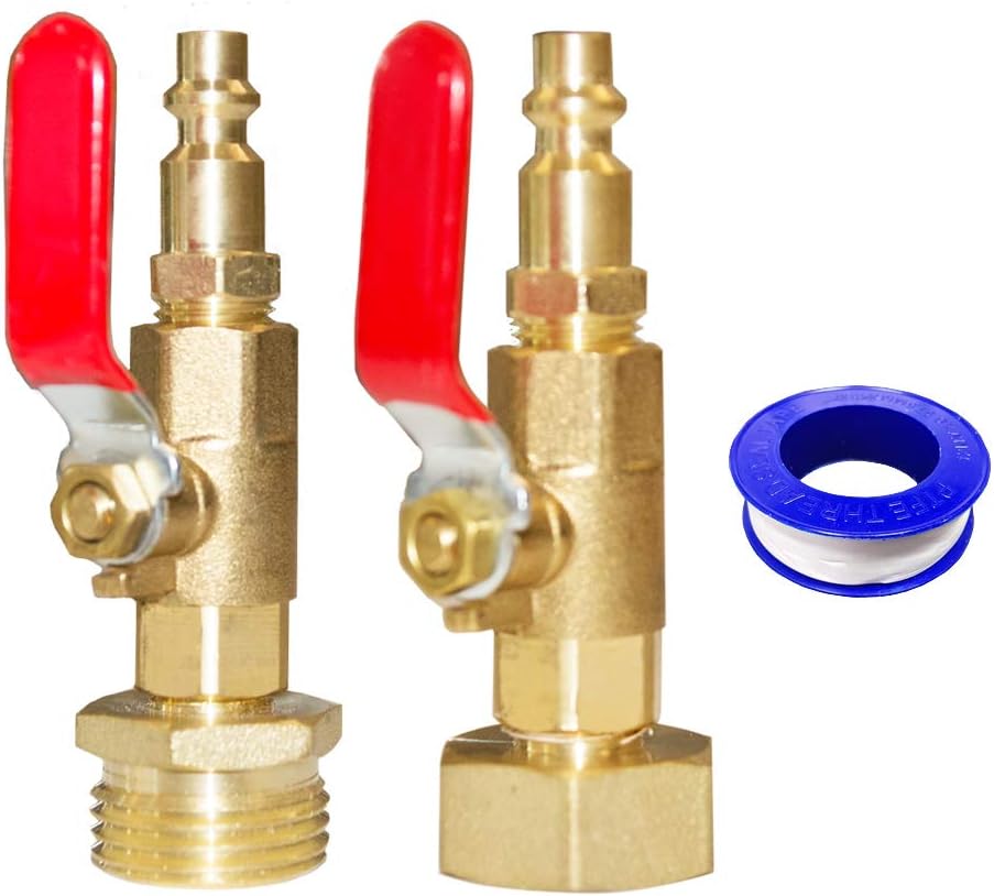HQMPC RV Winterize Adapter Winterize Blowout Adapter 1/4" Quick Connect Plug With 3/4"Female and Male GHT Ball Valve Winterize Blowing Out Valve For RV, boat, camper, cabins