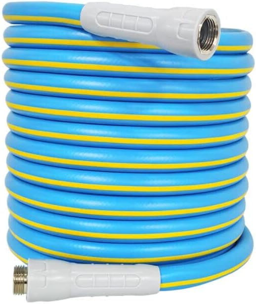 HQMPC Hose Garden Hose With Swivel Grip 5/8 in, Water Hose Heavy Duty Durable Material Water Hose with Solid Fittings (BLUE)