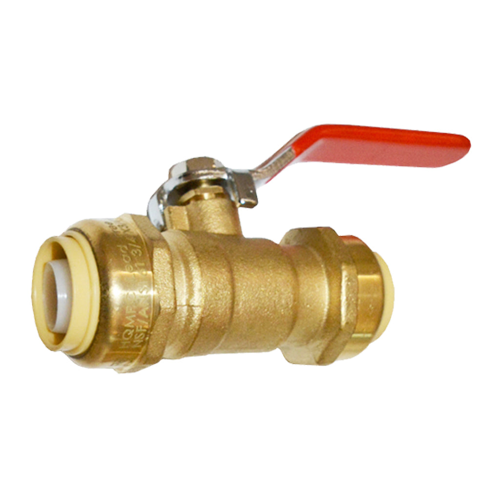 HQMPC Push-Fit Full Port Ball Valve Pex Push Ball Valve Water Shut Off Valve Plubing Pex Push In Ball Valve Push-to-Connect, PEX, Copper, CPVC, 3/4"x3/4"