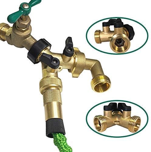 HQMPC Garden Hose Y Splitter Garden Hose Splitter 2 Way Faucet Splitter 3/4"Female &2 Male 3/4" GHT