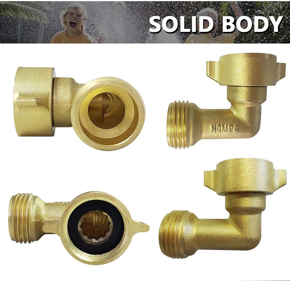 Garden Hose Connector 90 Degree Brass Garden Hose Elbow Solid Brass Adapter + Extra Pressure Washers