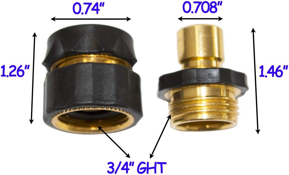 HQMPC Garden Hose Quick Connect 3/4 Inch Water Hose Quick Connect Fittings Male and Female 3/4" GHT