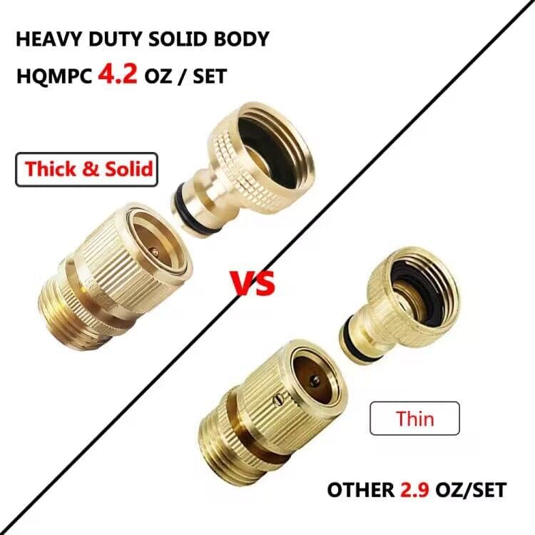 HQMPC Garden Hose Quick Connect Solid Brass Quick Connector Garden Hose Fitting 3/4 inch GHT