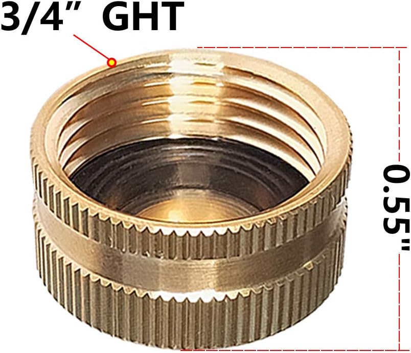 HQMPC Garden Hose Cap with Washer Brass Hose End Garden Hose Connector Brass Cap 3/4" NH Garden Hose Female Fitting Cap