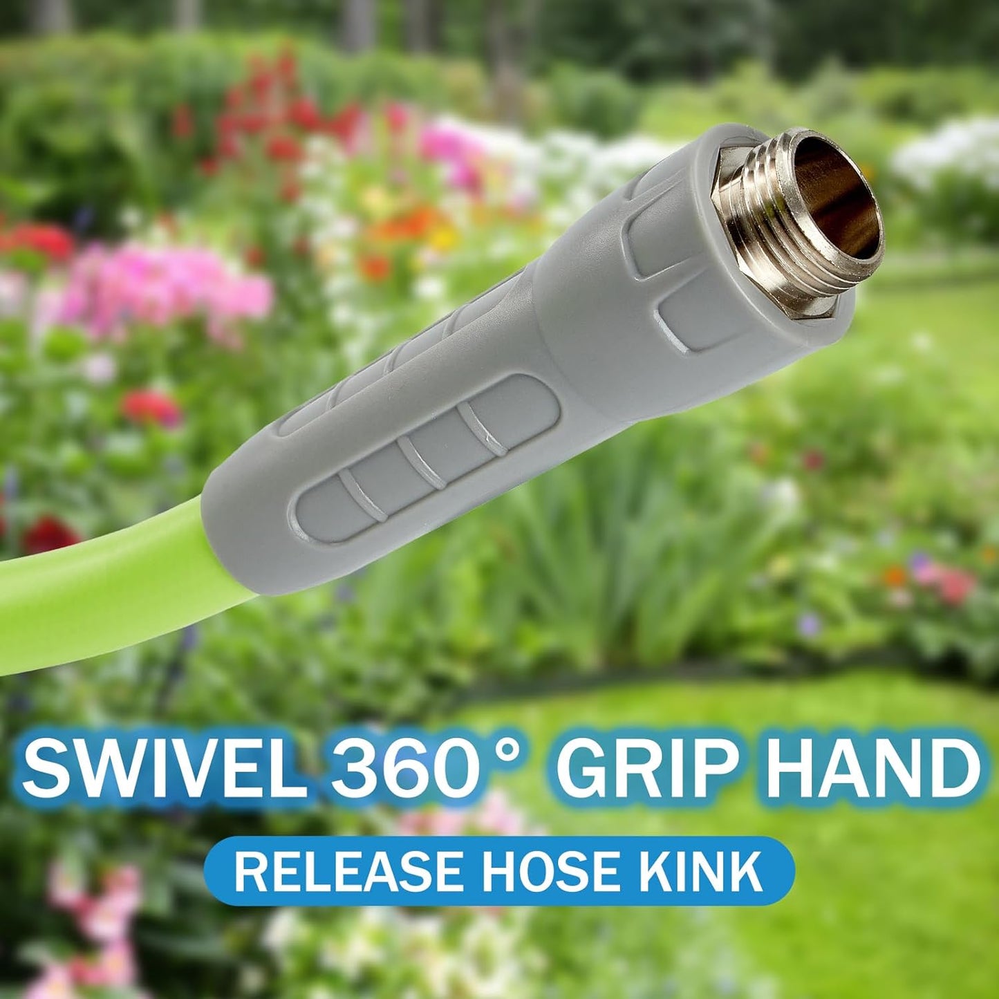 HQMPC Hose Garden Hose With Swivel Grip 5/8 in. Water Hose Heavy Duty Durable Material Water Hose with Solid Fittings (Green)