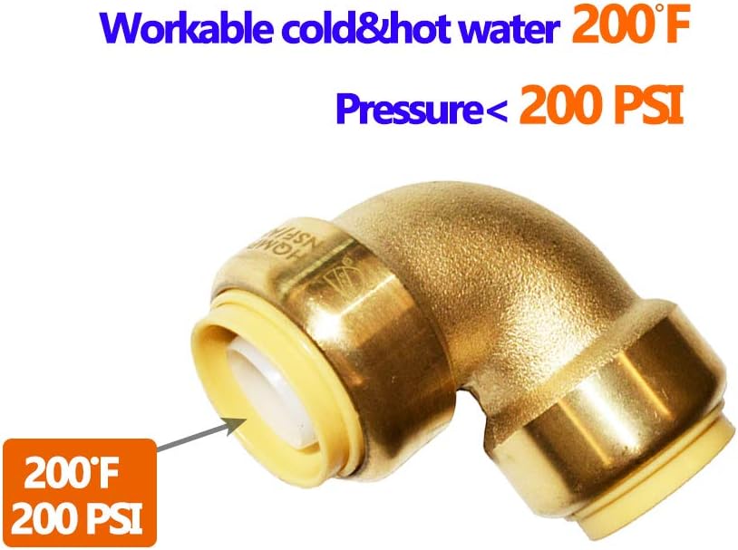 HQMPC Pex Fitting 1/2" Pex Elbow PushFit Elbow 90-Degree -PEX Fitting 1/2" 90 Degree Elbow Push-to-Connect Plumbing Fitting for Copper, PEX, CPVC (6pcs 1/2")