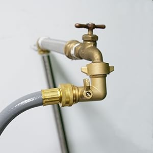 HQMPC 90 Degree Garden Hose Elbow with Shut Off Valve Hose Elbow 3/4" GHT Garden Hose Elbow Brass Garden Hose RV Adapter Water Hose 90 Degree Eelbow With 4 Pcs Washers