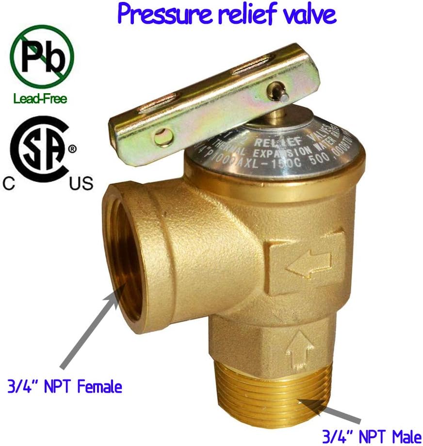 HQMPC Tankless Water Heater Isolation Valves Tankless Water Heater Flush Kit Tankless Valve Kit 3/4" NPT, Including 1 Valve For Hot water,1 Valve For Cold Water, 1 Pressure Relief Valve