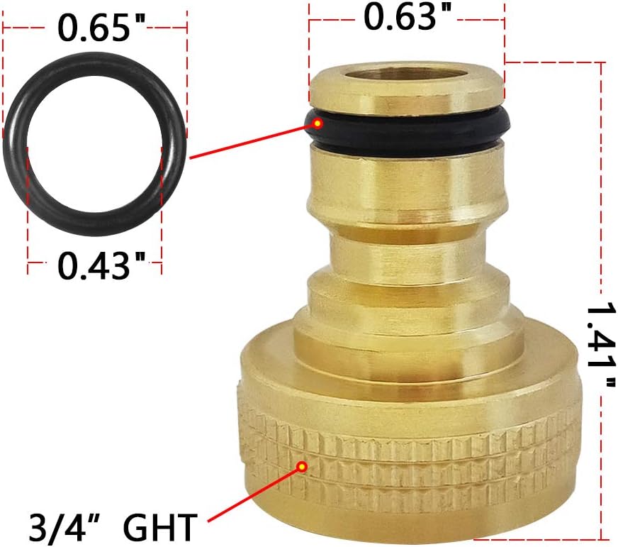 HQMPC Garden Hose Quick Connect Solid Brass Quick Connector Garden Hose Fitting 3/4 inch GHT