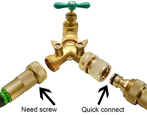 HQMPC Garden Hose Y Splitter Garden Hose Splitter 2 Way Faucet Splitter 3/4"Female &2 Male 3/4" GHT