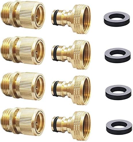 HQMPC Garden Hose Quick Connect Solid Brass Quick Connector Garden Hose Fitting 3/4 inch GHT