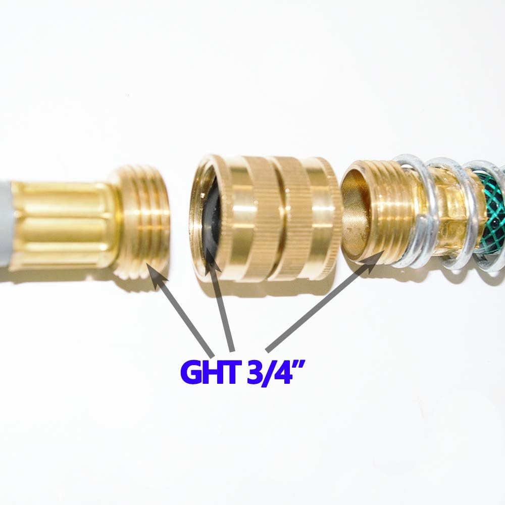 HQMPC Double Female Swivel Hose Connectors Brass Garden Hose Adapters 3/4 Inch GHT 4 Pieces