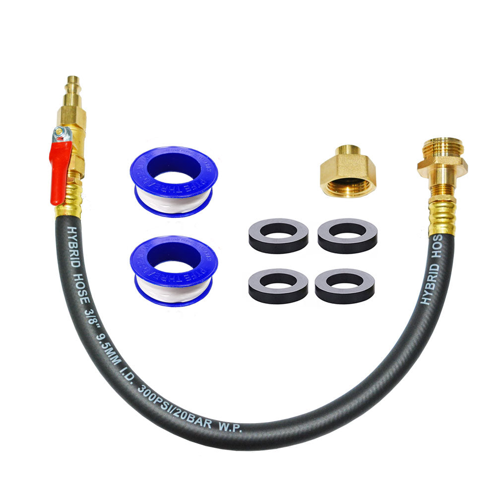 HQMPC RV Winterizing Kit Sprinkler Blowout Adapter with 1/4" Plug Shut Off Valve 3/4" GHT Connect Air Compressor Water Blow Out Fitting Adapter for Winterize RV Camper Travel Trailer