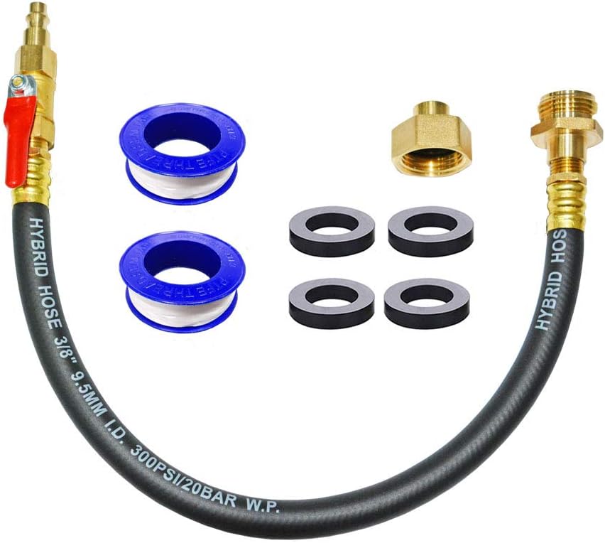 HQMPC RV Winterizing Kit Sprinkler Blowout Adapter with 1/4" Plug Shut Off Valve 3/4" GHT Connect Air Compressor Water Blow Out Fitting Adapter for Winterize RV Camper Travel Trailer