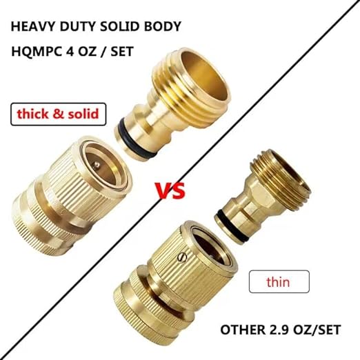 HQMPC Garden Hose Quick Connect Solid Brass Quick Connector Garden Hose Fitting Water Hose Connectors Garden Hose Disconnect 3/4 inch GHT