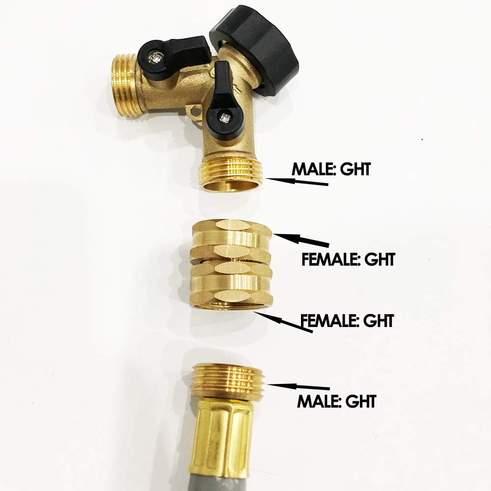 HQMPC Brass Garden Hose Connector Garden Hose Adapter Double Female Swivel Hose Connector 3/4 Inch GHT Brass Connector Female to Female Hose Adapter
