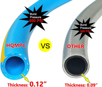 HQMPC Hose Garden Hose With Swivel Grip 5/8 in, Water Hose Heavy Duty Durable Material Water Hose with Solid Fittings (BLUE)