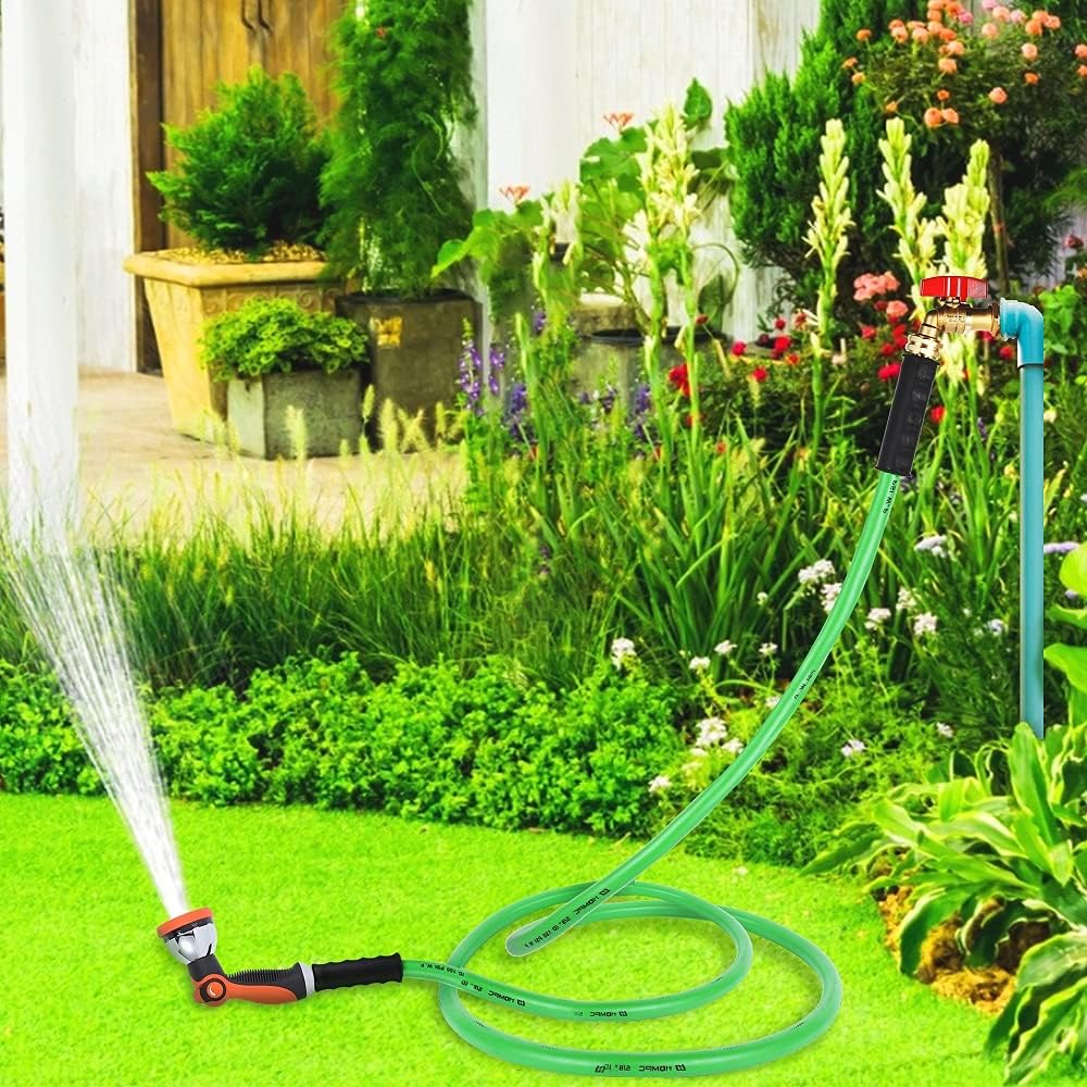 HQMPC Outdoor Spigot Garden Hose Connect faucet Shut Off Valve No Lead Brass Stop Valve 1/2" MNPT Connect 3/4" GHT Outlet