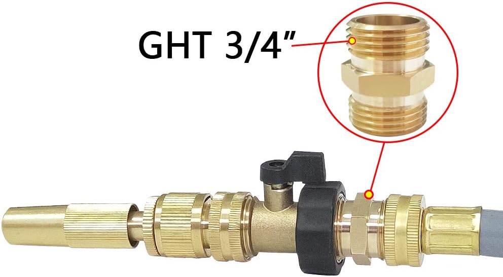 HQMPC Garden Hose Connectors Double Male 3/4" GHT Brass Garden Hose Hex Male Fitting