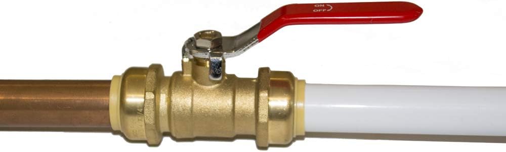 HQMPC Push-Fit Full Port Ball Valve Pex Push Ball Valve Water Shut Off Valve Plubing Pex Push In Ball Valve Push-to-Connect, PEX, Copper, CPVC, 3/4"x3/4"