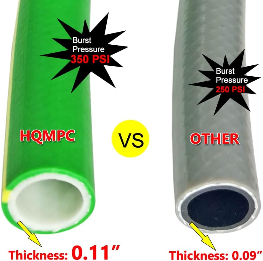 HQMPC Garden Hose Durable PVC Non Kinking Heavy Water Hose with Brass Hose Fittings