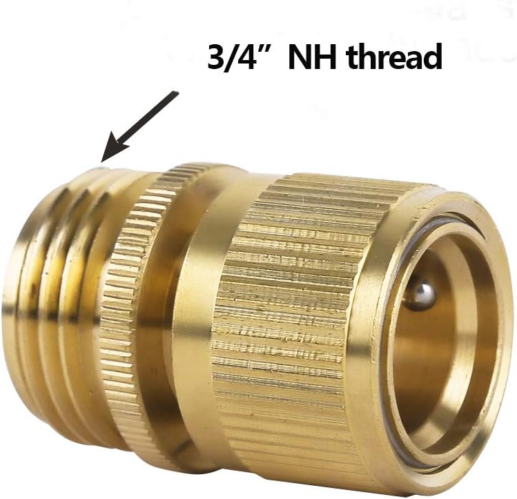 HQMPC Garden Hose Quick Connect Solid Brass Quick Connector Garden Hose Fitting 3/4 inch GHT