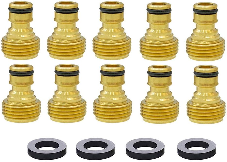 HQMPC Garden Hose Quick Connector 3/4 inch Male GHT Brass Nipple Easy Connect Fitting Male Only