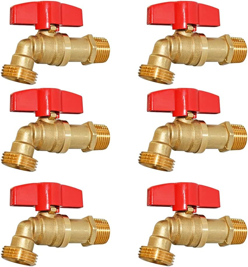 HQMPC Outdoor Spigot Garden Hose Connect faucet Shut Off Valve No Lead Brass Stop Valve 1/2" MNPT Connect 3/4" GHT Outlet