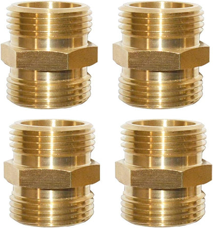 HQMPC Garden Hose Connectors Double Male 3/4" GHT Brass Garden Hose Hex Male Fitting