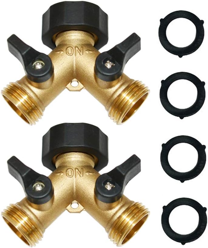 HQMPC Garden Hose Y Splitter Garden Hose Splitter 2 Way Faucet Splitter 3/4"Female &2 Male 3/4" GHT