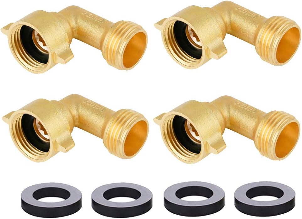 Garden Hose Connector 90 Degree Brass Garden Hose Elbow Solid Brass Adapter + Extra Pressure Washers