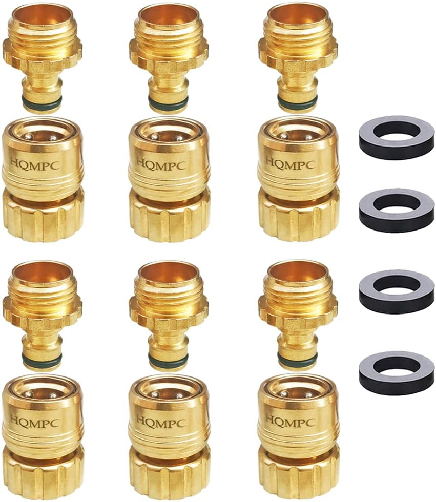 HQMPC No Pb Brass Garden Hose Quick Connect Water Hose Connectors 3/4" GHT